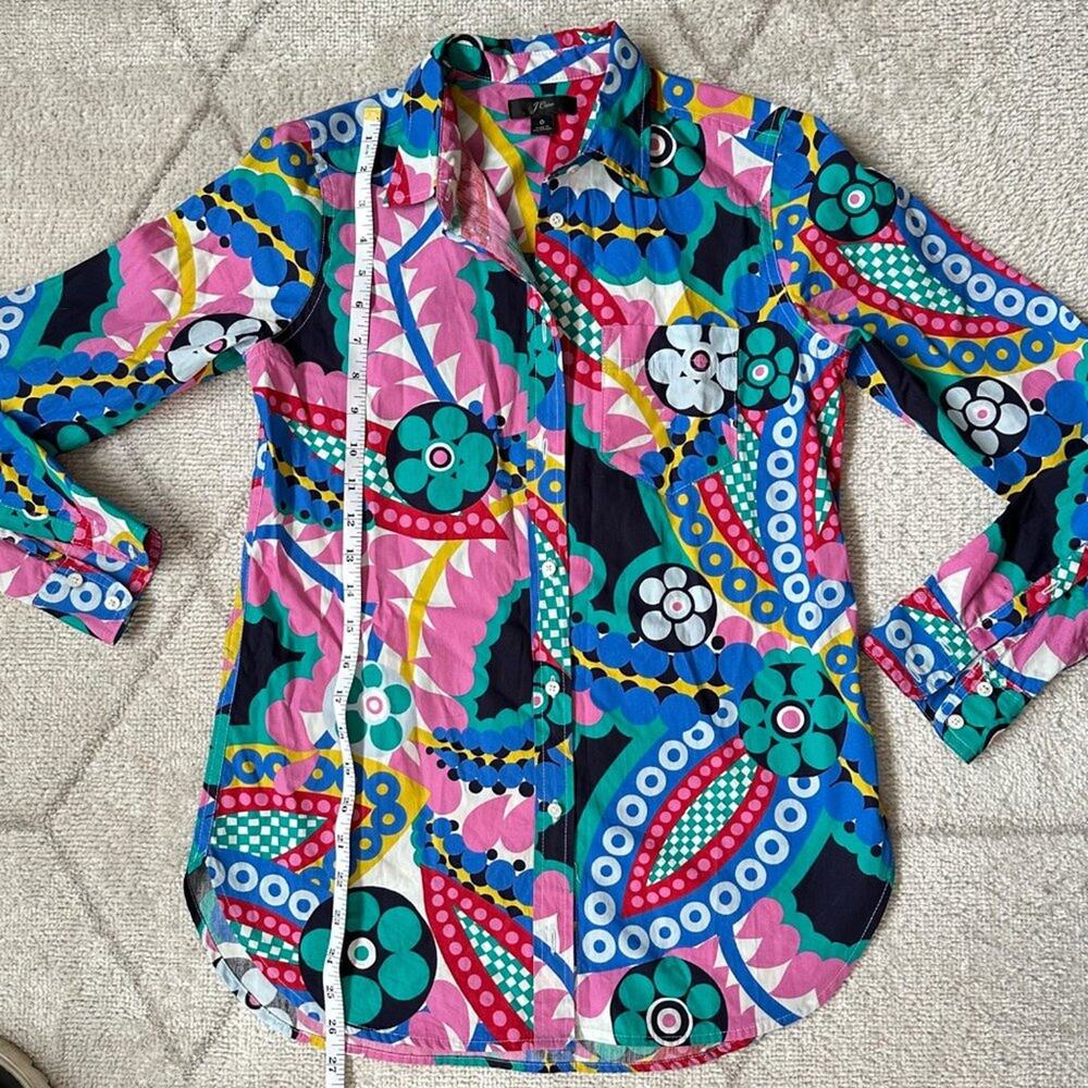 Women's J Crew Ratti Kaleidoscope Long Sleeve Button Down Sz 0 - Picture 4 of 11